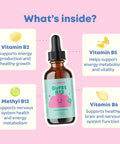 JoySpring Burst B12 Drops Vitamin B Complex for Kids with Methyl B12 Supplement to Support Healthy Growth and Development Vegan Liquid B12 Drops Ages 316+ 2 fl oz (60 Servings)