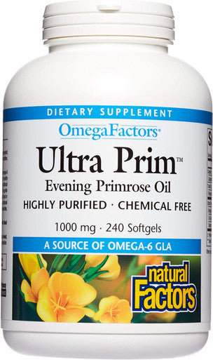 Omega Factors by Natural Factors Ultra Prim Evening Primrose Oil Promotes Womens and Immune Health with Omega6 GLA 240 softgels 240 servings