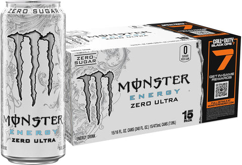 Monster Energy Zero Ultra, Sugar Free Energy Drink, 16 Ounce | Pack of 12