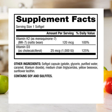 Webber Naturals Vitamin K2 MK7 120 mcg with Vitamin D3 1000 IU 90 Softgels Supports Bones Teeth and Cardiovascular System Vitamin Supplement Gluten and NonGMO