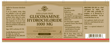 Solgar Glucosamine Hydrocloride Tablets 1000 Mg 60 Count