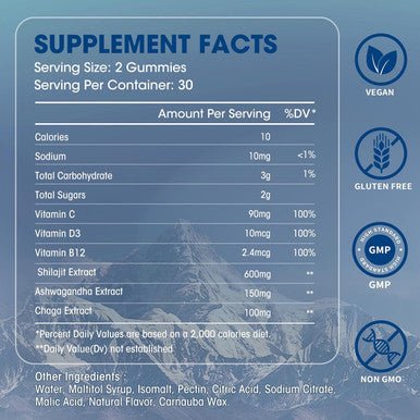 Shilajit Gummies 600Mg, Pure Himalayan Shilajit Supplement With Trace Minerals & Fulvic Acid For Energy And Immunity Support, Organic Shilajit Resin For Men & Women, Vegan, 60 Gummies (2 Pack)
