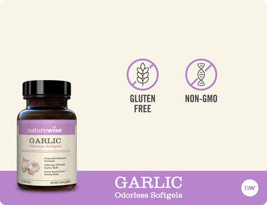 NatureWise Garlic Odorless Softgels 1500mg Support for Cardiovascular Function Immune System Health with Antioxidants Bee Pollen for Everyday Wellness Black 60 Count