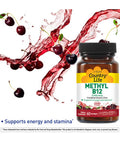 Country Life Methyl B12 Supports Energy & Stamina 5 000Mcg 60 Lozenges Certified Gluten Free Certified Vegan Certified Non-Gmo Verified