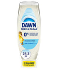 Dawn Free & Clear Ez-Squeeze Dish Soap Liquid Dishwashing Liquid Grease Removal Upside Down Bottle Unscented 24.3 Fl Oz