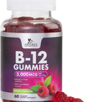 Vitamin B12 Energy Gummies 3000 mcg per Serving Extra Strength B 12 Gummy for Metabolism Immune Support Chewable Dietary B12 Supplements Natural Caffeine Free Gummy Berry Flavor 60 Gummies