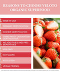 Veloto Organic Strawberry Powder Strawberry Fruit ze Dried Powder Vitamin C Supplement Natural Antioxidants Superfoods For Smoothie & Beverage Blend Vegan Non-Gmo Gluten- 12 Oz