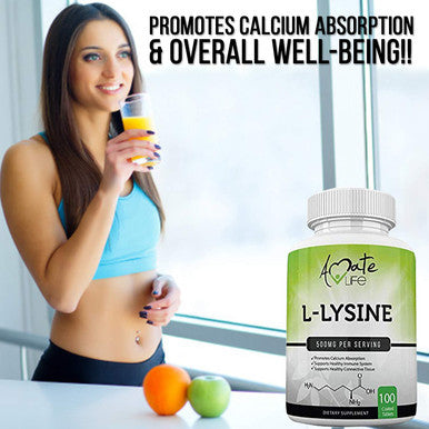 L Lysine 500mg Capsules Immune Support, Cold Sores, Joint Health & Brain Functioning - Amino Acid for Men and Women- 100 Capsules- Made in USA by Amate Life
