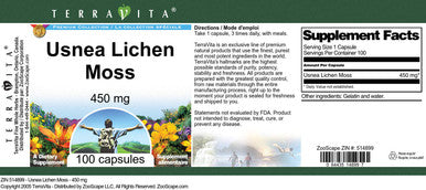Terravita Usnea Lichen Moss - 450 Mg (100 Capsules, Zin: 514899)