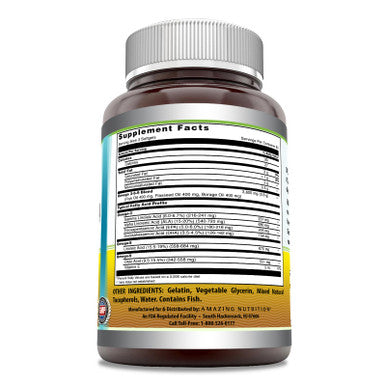 Amazing Omega 3.6.9 Supplement | Unflavored | 1200 Mg Per Serving | 250 Softgels | Non-Gmo | Gluten-Free | Made In Usa