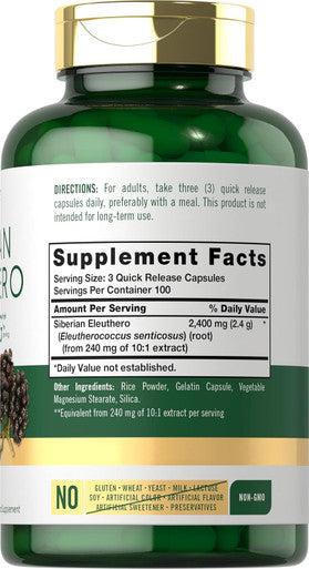 Carlyle Siberian Eleuthero | 2400mg | 300 Capsules | Non-GMO and Gluten Formula | Siberian Ginseng | Traditional Herbal Supplement