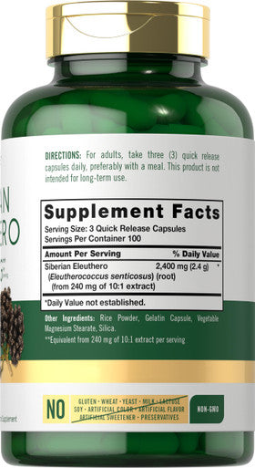Carlyle Siberian Eleuthero Root Capsules | 2400Mg | 300 Count | Non-Gmo, Gluten Free Formula | Siberian Ginseng | Eleutherococcus