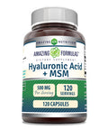 Amazing Formulas Hyaluronic Acid & Msm 500Mg 120 Capsules Supplement | Non-Gmo | Gluten Free | Made In Usa