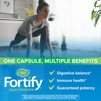 Nature's Way Fortify Extra Strength Daily Probiotic, 50 Billion Live Cultures, 11 Strains, Prebiotics, 30 Count