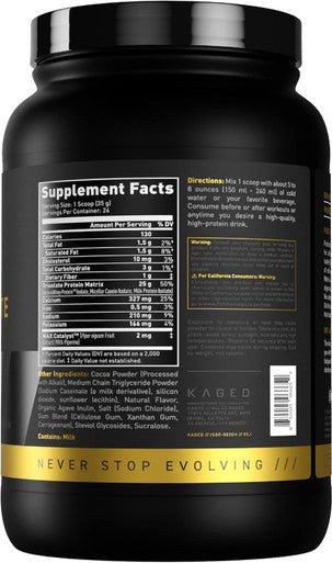 Kaged Protein Powder Elite: 100% Isolate Blend Whey Casein and Milk Protein Blend for Recovery and Muscle Building Chocolate 2lbs