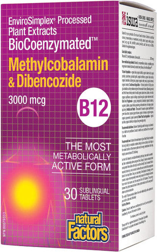 Natural Factors Biocoenzymated Methylcobalamin Dibencozide 3000 Mcg 30 Tab