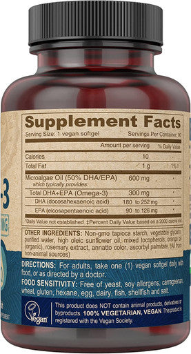 Deva Vegan DHA-EPA Nutritional Supplement, Non-Fish Derived from Algae, 300 mg Potency, 90 Vegetarian Softgels - Pack of 2
