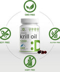 Deal Supplement Antarctic Krill Oil 1000mg Per Serving 240 Softgels Mercury No Fishy Taste Rich in Omega-3s EPA DHA Astaxanthin & Phospholipids Non-GMO No Gluten