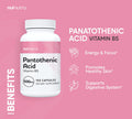 Nui Nutra Pantothenic Acid (Vitamin B5) Supplement | 500mg | 150 Capsules | Supports Energy & Focus | Supports Digestive System | Promotes Healthy Skin