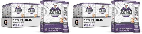 Gatorade G Zero Sports Drink Mix Powder Packets Grape Electrolyte Powder Drink Mix for Hydration Zero Sugar Total 120 Packets