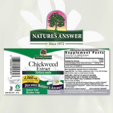 Nature'S Answer Alcohol- Chickweed Stelleria Media 2000mg 1oz Extract | Herbal Supplement | Promotes Digestion | Non GMO Kosher Gluten Vegan | Single Count
