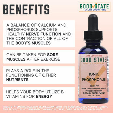 Good State Phosphorus Ultra Concentrate Liquid Ionic Trace Minerals Homeopathic Solutions For Digestion Improves Nutrient Uptake 100 Servings 50 Ml