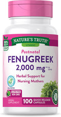 Fenugreek Seed Capsules | 2000mg | 100 Powder Capsules | Non-GMO, Gluten | by Nature's Truth