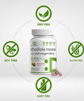 Deal Supplement Rhodiola Rosea with Ashwagandha 5000mg Per Serving 240 Veggie Capsules Max Strength 10:1 Root Extract Adaptogenic Supplements for Relaxation Energy & Brain Health Non-GMO