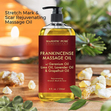 Majestic Pure Sore Muscle Massage Oil, Lavender Massage Oil & Frankincense Massage Oil Bundle 8 fl oz Each