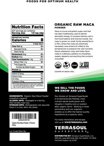 Terrasoul Superfoods Organic Raw Maca Powder 2 Lbs : Premium Quality Supports Increased Stamina & Energy