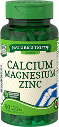 Calcium Magnesium Zinc Supplement | 90 Caplets | Non-GMO, Gluten | by Nature's Truth