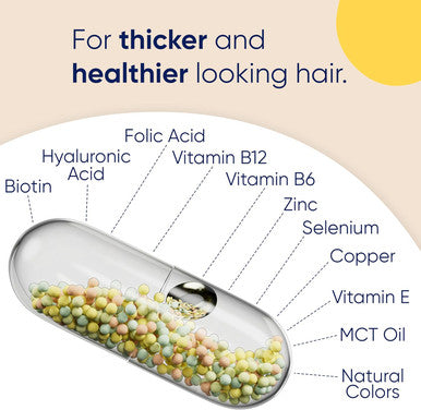 Moerie Hair Growth Supplement For Women & Men - Hair Skin And Nails Vitamins With Biotin, Q10 & Minerals - For Thicker, Fuller Hair & Hair Loss Treatment - Advanced Beadlet Delivery System - 180 Pills