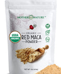 Mother Nature Organics Superfoods for Organic Living Usda Organic Red Maca Root Powder Raw Vegan Hormone Regulation Great Pre Workout Muscle Mass Gain Non Gmo (1Lb)