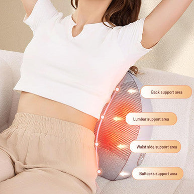 Back Massager With Heat, Shiatsu Roller & Percussion Head For Lower Back Pain Relief - 3D Deep Tissue Kneading Massage Pillow For Neck & Shoulder Muscle Relaxation, Home & Office