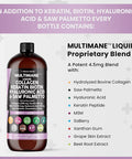 Liquid Collagen 4000Mg Biotin 10000Mcg Keratin 100Mg Saw Palmetto Hyaluronic Acid 100Mg - Hair Skin And Nails Vitamins And Dht Bl