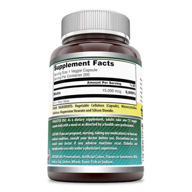 Amazing Formulas Biotin 15000 Mcg - Supports Healthy Hair, Skin & Nails - Promotes Cell Rejuvenation - Supports Healthy Metabolism & Digestive Health (200 Capsules)