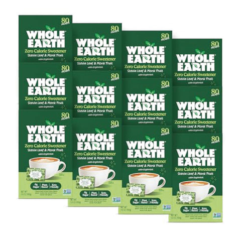 Whole Earth Sweetener Co. Stevia and Monk Fruit Sweetener, Erythritol Sweetener, Sugar Substitute, Zero Calorie Sweetener, 1,000 Stevia Packets (Packaging May Vary), 70.54 Ounce