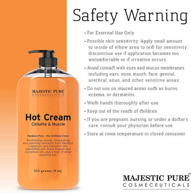 MAJESTIC PURE Cellulite Hot Cream (9 oz), Cellulite Massage Oil (8 oz), and Coffee Scrub (10 oz) Bundle