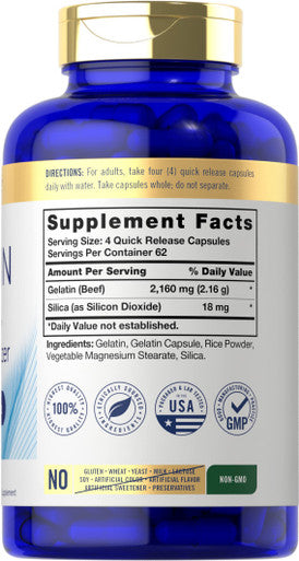 Carlyle Gelatin 2160 Mg | With Silica Optimizer | 250 Capsules | Non-Gmo, And Gluten Free Supplement