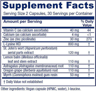 Vitanica Lysine Extra Immune System Support Vegan 60 Capsules