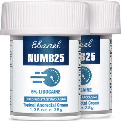 Ebanel 5% Lidocaine Numbing Cream Pain Relief Burn Itch Numb Cream Maximum Strength Topical Anesthetic with Allantoin Vitamin E for Local and Anorectal Uses Hemorrhoid Treatment Oil Free