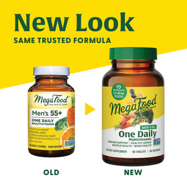 MegaFood Men'S 55+ One Daily - Multivitamin For Men With B12 C And D Vitamins And Zinc - Optimal Aging And Muscle And Bone Health - Vegetarian - Made Without 9 Food Allergens - 90 Tabs