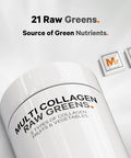 Codeage Multi Collagen Protein + Organic Raw Greens Superfood Capsules Supplement 21 Fruits & Veggies Grass-Fed Hydrolyzed Collagen Peptides 5 Types All-in-One 180 Count