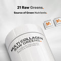 Codeage Multi Collagen Protein + Organic Raw Greens Superfood Capsules Supplement 21 Fruits & Veggies Grass-Fed Hydrolyzed Collagen Peptides 5 Types All-in-One 180 Count