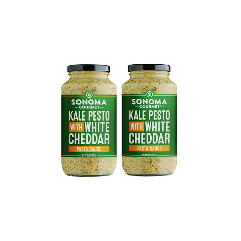 Sonoma Gourmet Rich & Creamy Kale Pesto with White Cheddar Pasta Sauce | Gluten-Free | Made With Garden Fresh Kale & Sharp White Cheddar (25 Ounce Jar (Pack of 4))