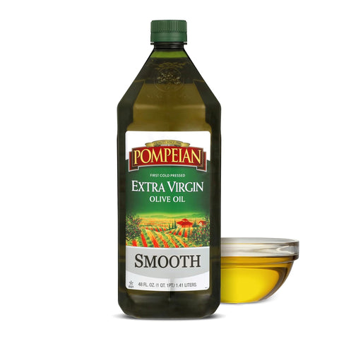 Pompeian Smooth Extra Virgin Olive Oil, Contains Polyphenols, First Cold Pressed, 101 Fl Oz