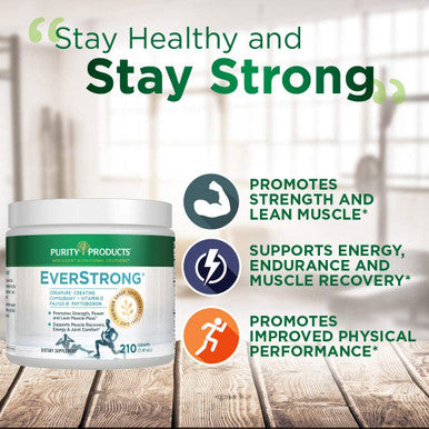 EverStrong Powder from Purity Products Muscle Matrix Blend Creapure Creatine Boron FruiteXB PhytoBoron CoffeeBerry Extract Boosted with 1000 IU Vitamin D Berry Burst 210 g