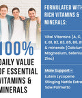 Men'S Multivitamin - Essential Multivitamins & Multiminerals Supplement A, C, D, E & B12, With Zinc, Calcium, Magnesium & More For Men'S Wellness Support. Boost Your Body And Mind