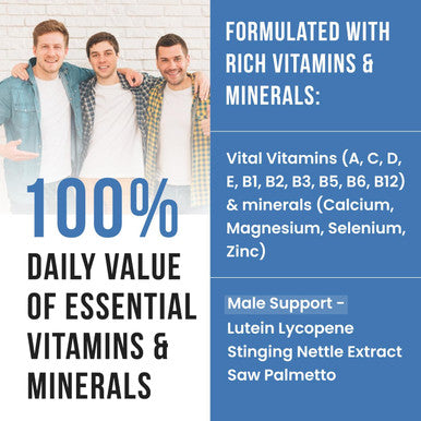 Men'S Multivitamin - Essential Multivitamins & Multiminerals Supplement A, C, D, E & B12, With Zinc, Calcium, Magnesium & More For Men'S Wellness Support. Boost Your Body And Mind