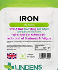 Lindens Iron 14mg - 120 Vegan Tablets - Reduce Tiredness, Increase Energy | Creates Healthy Red Blood Cells | Normal Oxygen Transportation | (4 Months Supply) | UK Manufacturer, Letterbox Friendly